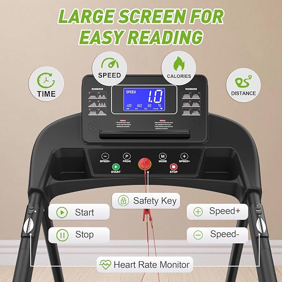 FYC Walking Treadmill for Seniors with Extended Handrails & Deck, Composite Shock-Absorbing Treadmill for Seniors, Optional APP Control, 300 LBS Capacity