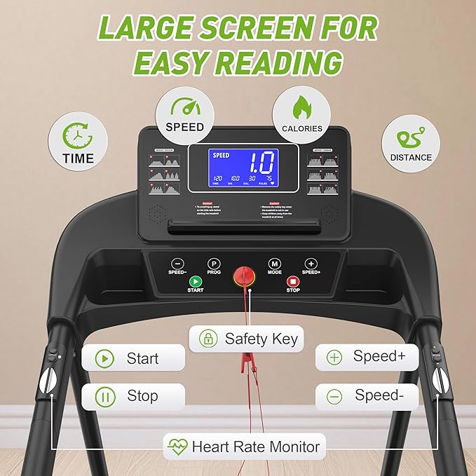 Caminadora Eléctrica con Barandales Extendidos y Amortiguación, 3 HP, 12.07 km/h, Negro miniatura 4