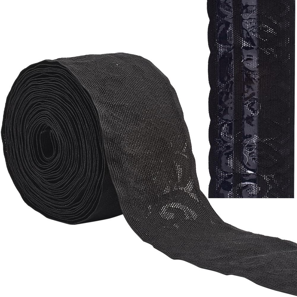 GORGECRAFT 5M Stretch Lace Ribbon Trim 5.5cm Wide Non Slip Floral Pattern Elastic Sewing Lace Trim Edge Trimming for Headband Garters Crafts Home Party Decorating Gift Wrapping Black
