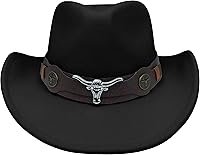 Vista 3 de thuizen Men's Modern Fedora Pinch Crown Rolled Cowboy Hat