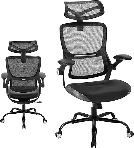 Silla de oficina ergonómica, ajustable, silla de escritorio con respaldo alto con reposabrazos 3D y soporte lumbar, cómodo cojín grueso, silla de
