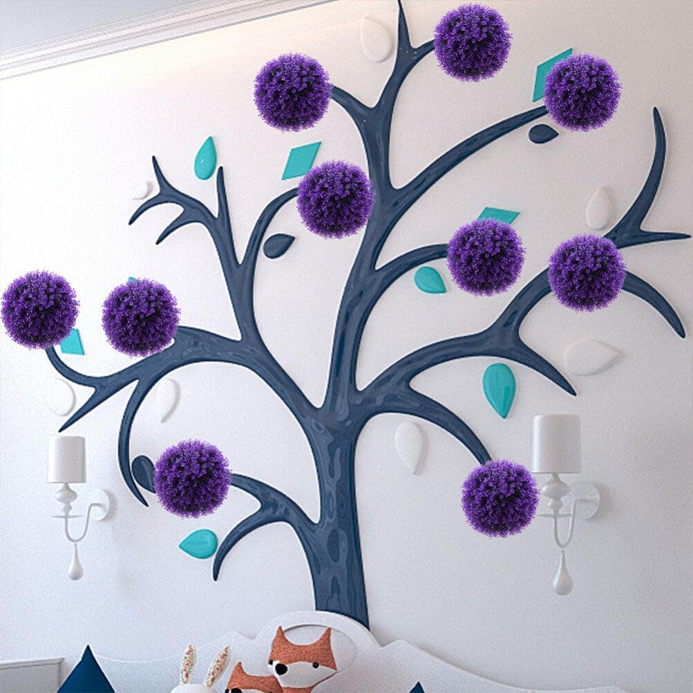 FOMIYES Planta Artificial Artificial Topiary Ball 2pcs Decorative Faux Boxwood Balls Round Artificial Plant Topiary Ball Spheres Wedding Decor, Purple 25cm 30cm Faux Indoor Plants