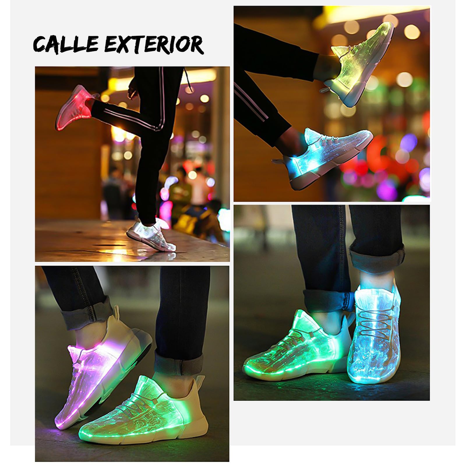 Shinmax Fiber Optical - Zapatos LED para Hombre y Mujer, 10 Colores, Carga USB, Luminosos, Ligeros, para Halloween, Navidad, Fiestas, cumpleaños