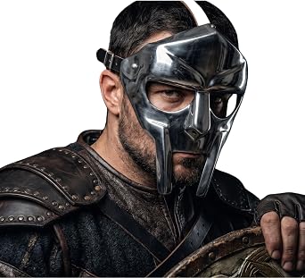 Riylox MF Doom Mask Aluminum Medieval Viking & Roman Gladiator Style Metal Face Mask for Cosplay, Halloween Costume, LARP, Festivals & Display