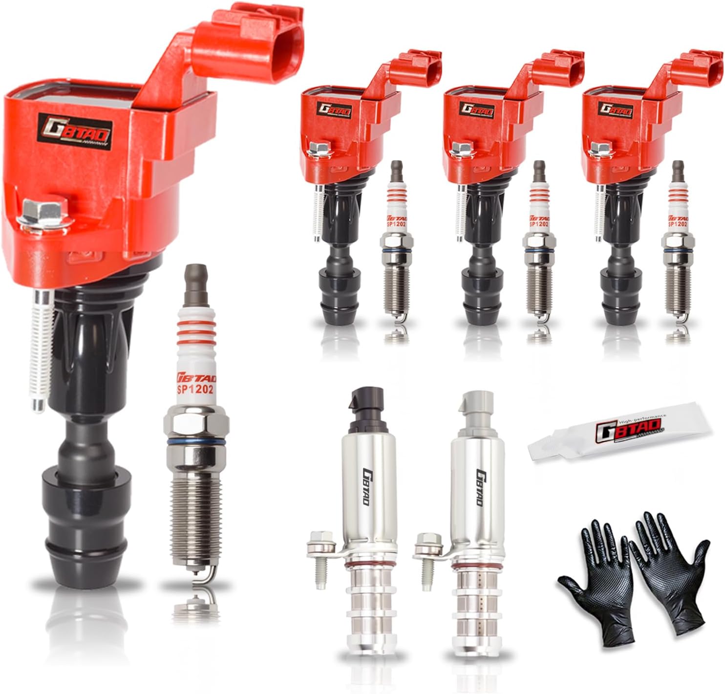 Set of 4 Ignition Coil Pack Spark Plug Intake Exhaust Camshaft Position Actuator VVT Solenoid Valve Kit for Pontiac Chevy Cobalt HHR Malibu Captiva Buick LaCrosse Regal GMC Saab Saturn