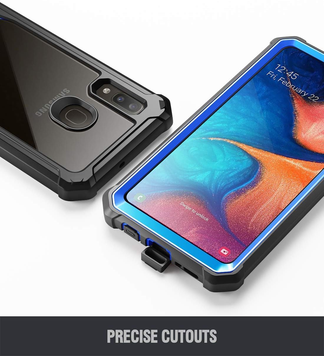 Review Discount Galaxy A20 Rugged Clear Case, Galaxy A30 Case, Poetic Full-Body Hybrid Shockproof Bumper Cover, Built-in-Screen Protector, Guardian Series, Case for Samsung Galaxy A20 / Galaxy A30, Blue/Clear