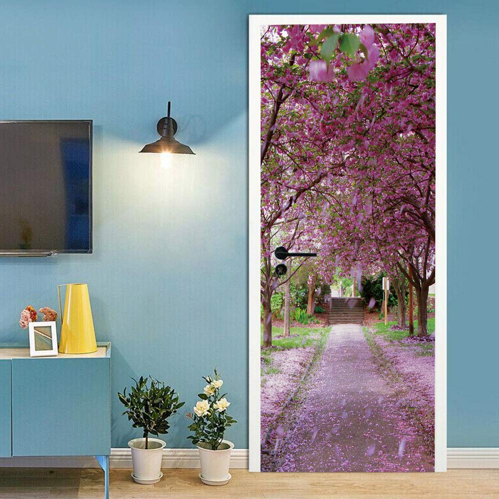 Sticker de porte trompe l'oeil pour rénover une porte abîmée sans peinture 88x200cm