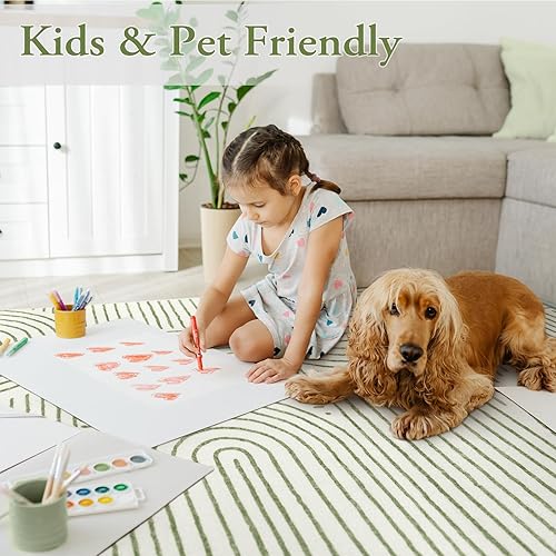 Miniatura 3 de Lahome Alfombras abstractas de 8 x 10 pies para sala de estar, alfombras de área verde suave de 8 x 10 pies, para dormitorio, antideslizantes, ultra