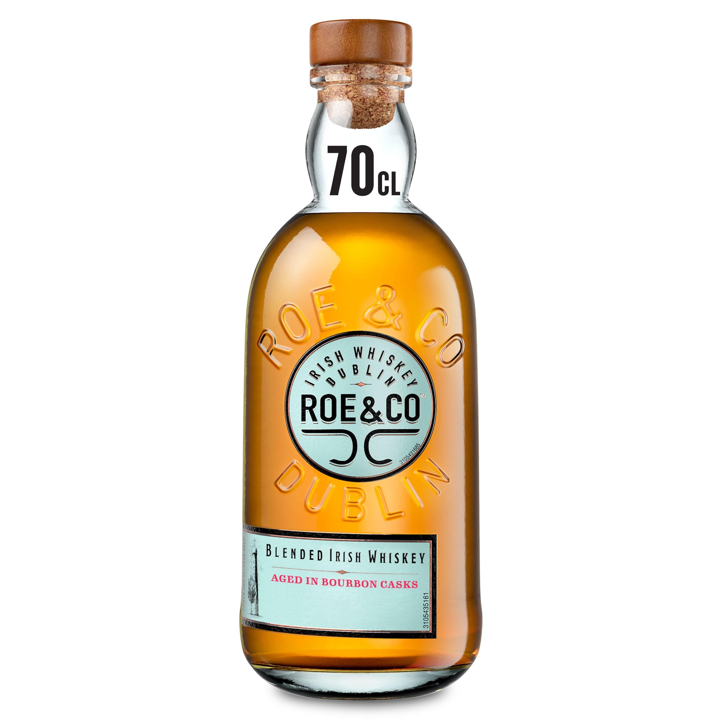 Roe & Co Blended Irish Whiskey | 45% vol | 70cl | Premium Whisky | Blend of Malt & Grain Whiskies | Deep Texture & Flavour | Enjoy in Drinks | Notes of Vanilla | Toffee & Fruit