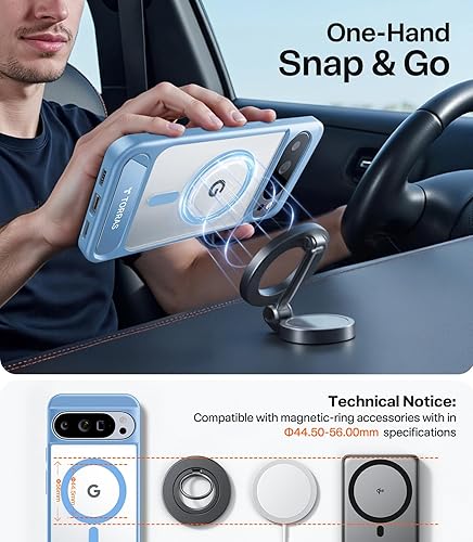 Miniatura 10 de TORRAS Funda magnética y soporte para Google Pixel 8 Pro, compatible con MagSafe, protección contra caídas de grado militar de 12 pies, ajuste