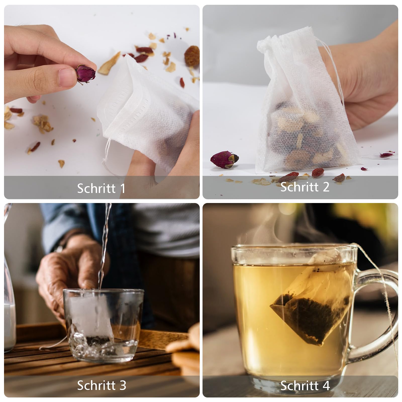 100 Bustine Di Tè Vuote Con Coulisse - Filtri Per Tè E Infusi Usa E Getta - Foto 3