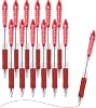 M&G Ballpoint Pen 0.5mm, 12pcs Retractable Fine Point Red Ink Click Ball Point Pen Writing Supplies for Journaling Home Office Classroom, Clear