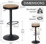 Kidol & Shellder Tabourets en bois noir Set de 2 Tabourets de comptoir pivotants modernes sans retour Chaises à barres rondes réglables Tabouret sans bras pour l'île de la cuisine