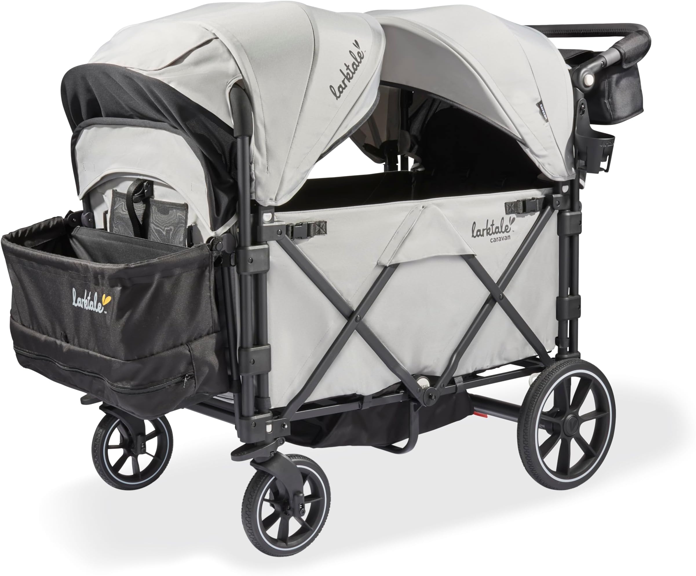 LarktaleCaravan Quad Stroller, 4-Seater Kids Wagon, 214 lb Capacity, Avalon Gray