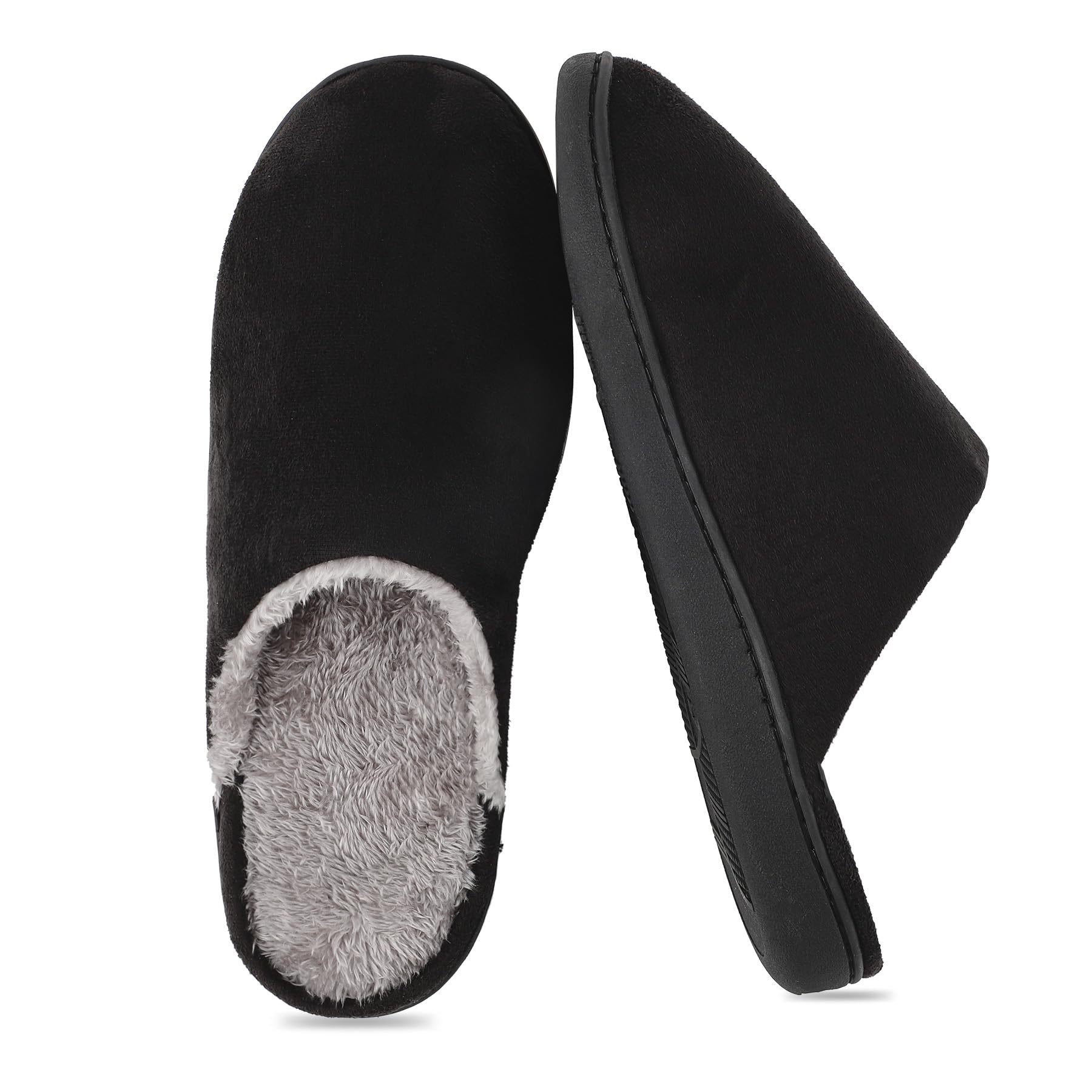 riemot Women's Men's Furry Warm Slippers, Memory Foam Slippers Comfortable Closed Toe House Slippers Shoes Anti Slip Sandals Lightweight Winter Indoor Slippers