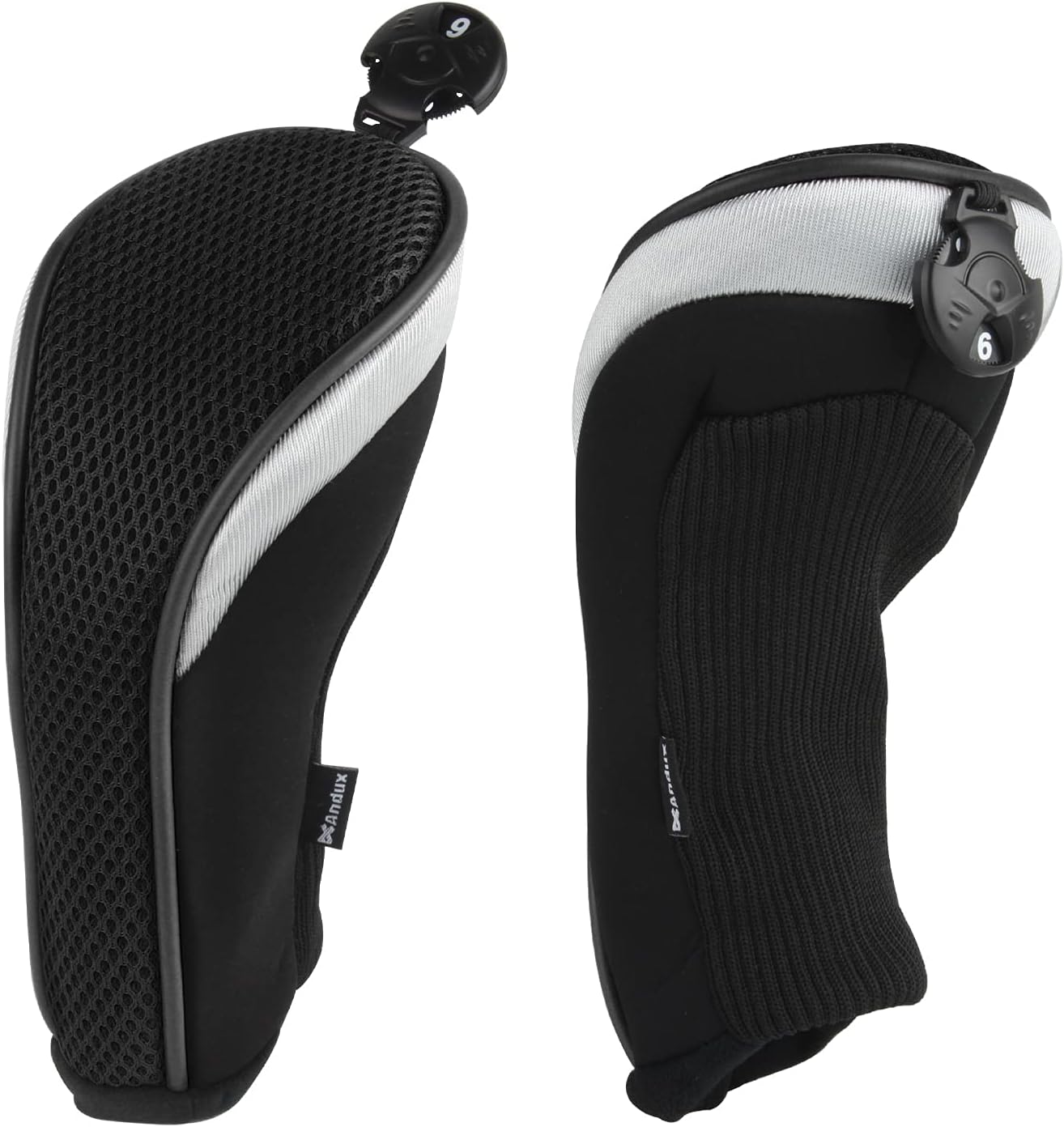 Andux Pack of 2 (All the Same Size) Mesh Golf Hybrid Club Head Covers with Dial No. Tags