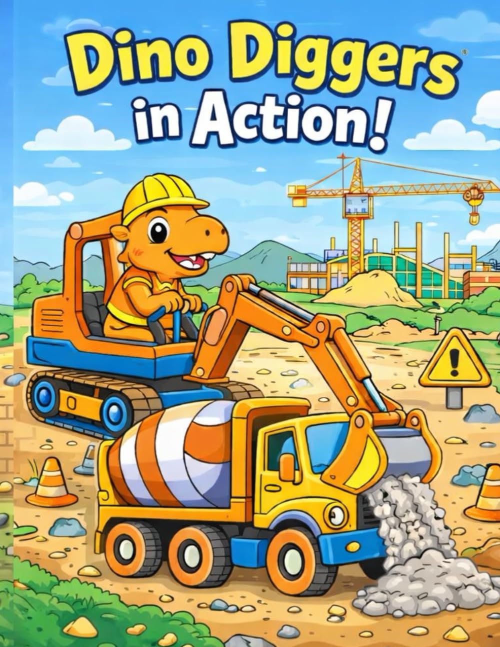 Dino Diggers in Action! coloring book: A Fun Dinosaur & Construction Coloring Book for Kids Ages 3–7