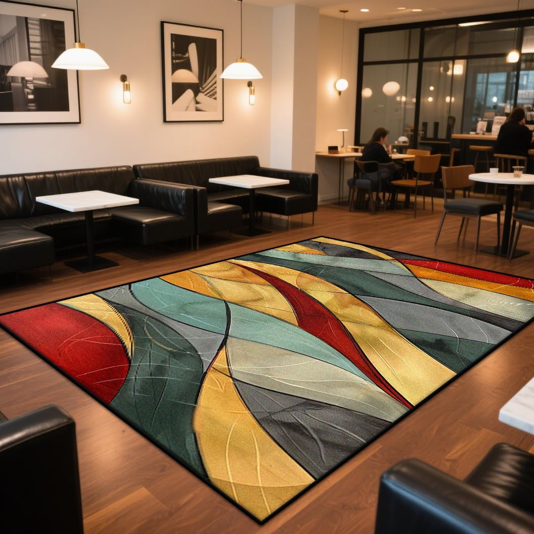 Tapis de salon lavable et antidérapant rouge 100 x 150 cm