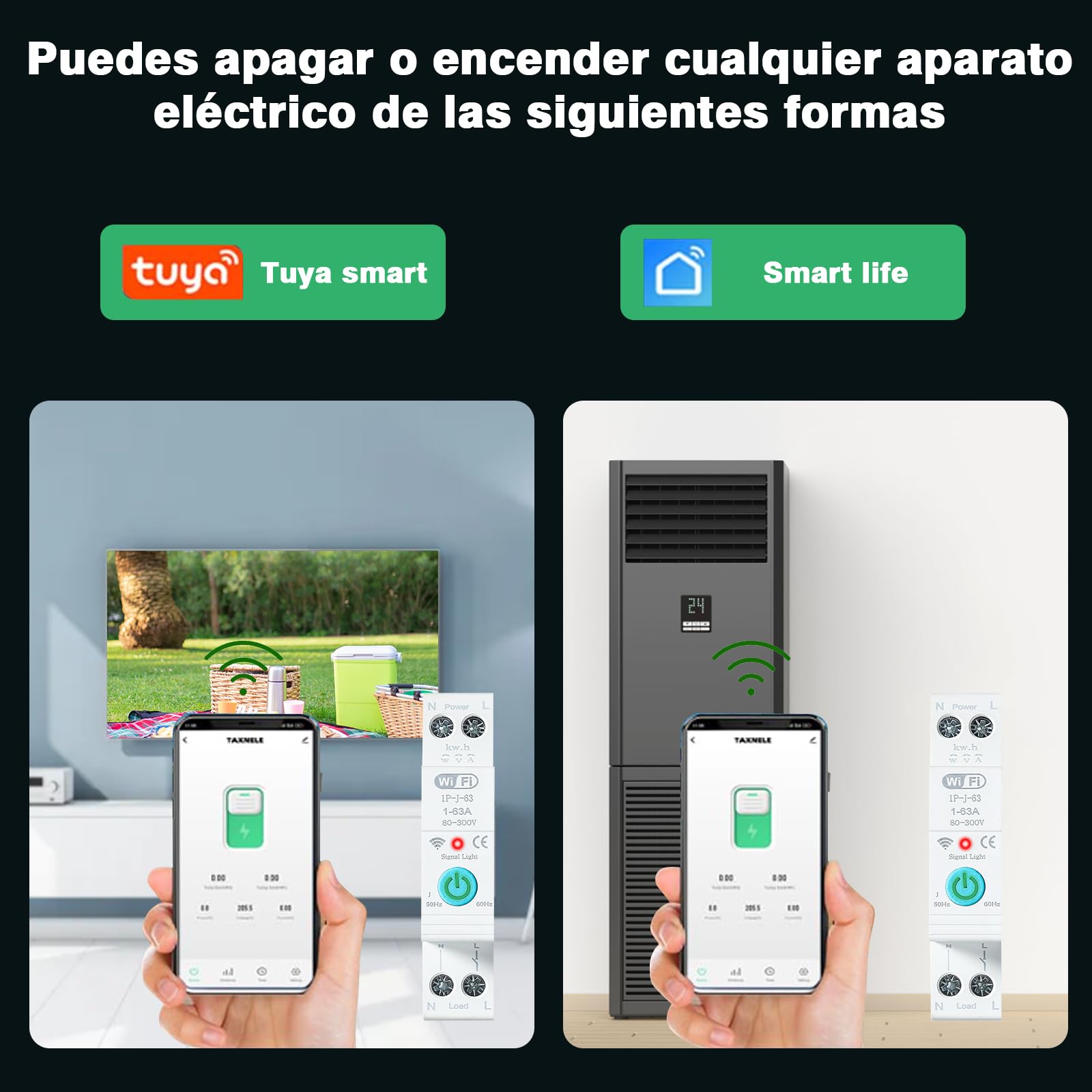Interruptor WiFi Tuya De 230V 63A, Disyuntor Inteligente Con Control Remoto Y Temporizador, Protección Contra Sobretensiones