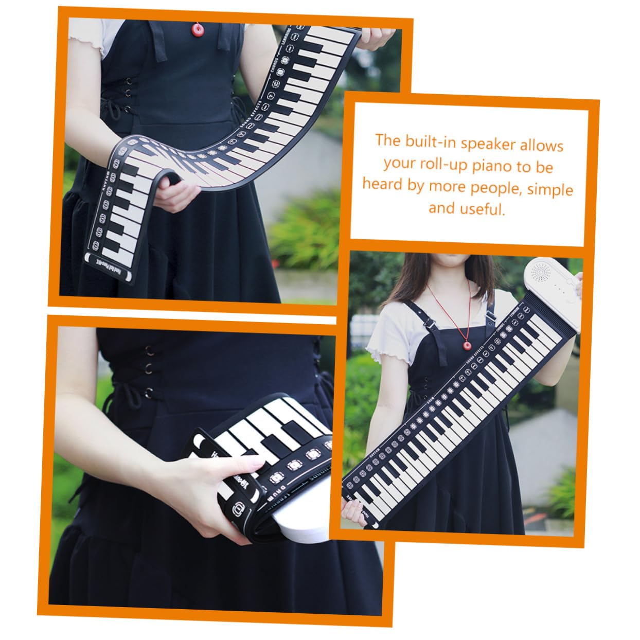 ibasenice Pianoforte Elettronico Portatile Pieghevole Arrotolabile a 49 Tasti in Silicone Bianco per Principianti e Ragazzo Ragazza, Tastiera a Mano Compatta e Trasportabile per Musica