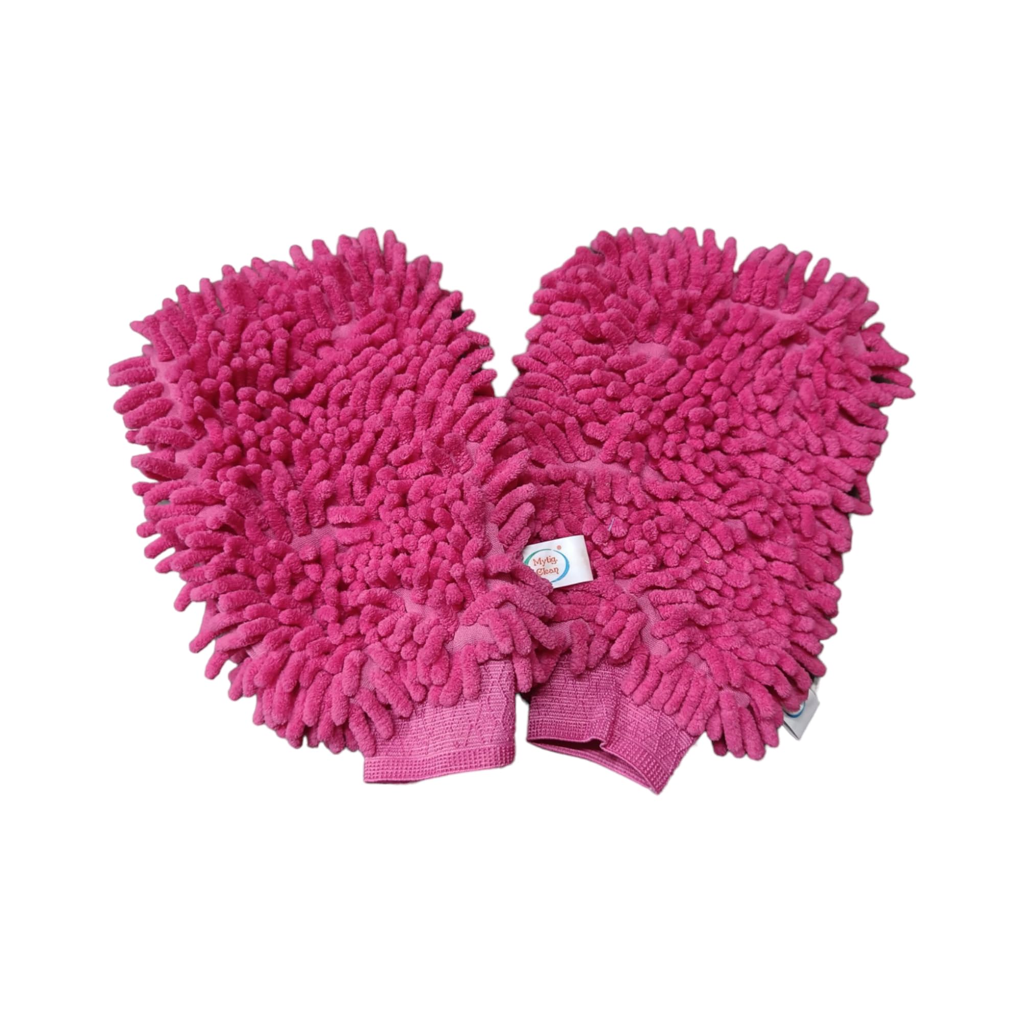 Mytigclean Cleaning Glove Super Soft | Quick Dry Aboserbent | Lint-Scratch | Window | Glass & Multipurpose Home & Kitchen 11 Inches (Pack of 2 | Color- Pink)