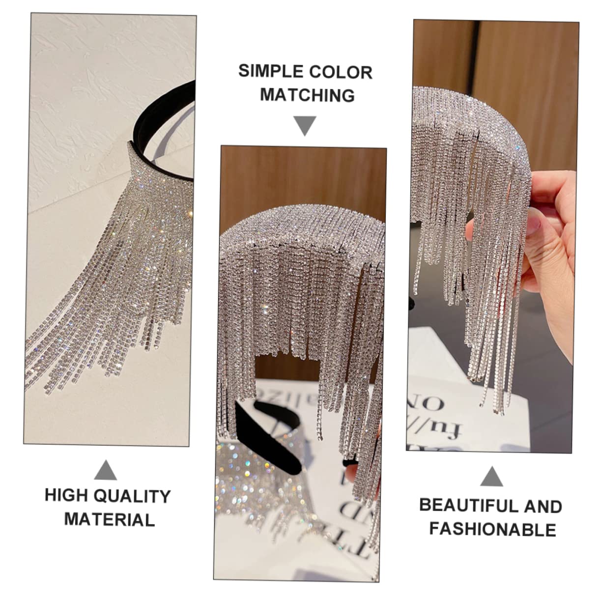 DOITOOL 3pièces Bandeau Chic Rhinestones Avec Franges Accessoire Élégant Pour Cheveux Parfait Pour Festivals Et Occasions Spéciales