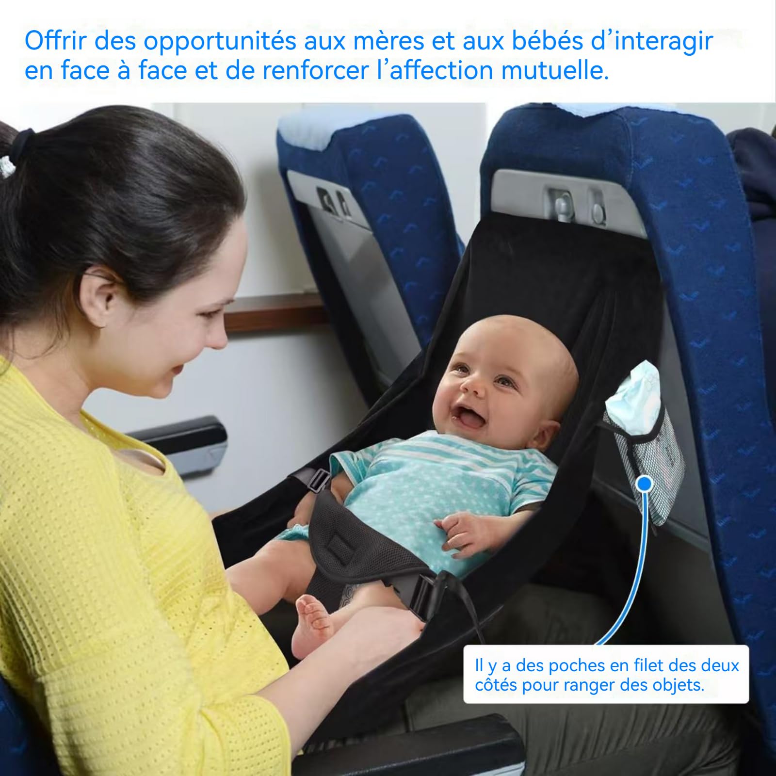 Housse Hamac Respirante Confort pour Vols Voiture Enfant Lit Bébé Avion