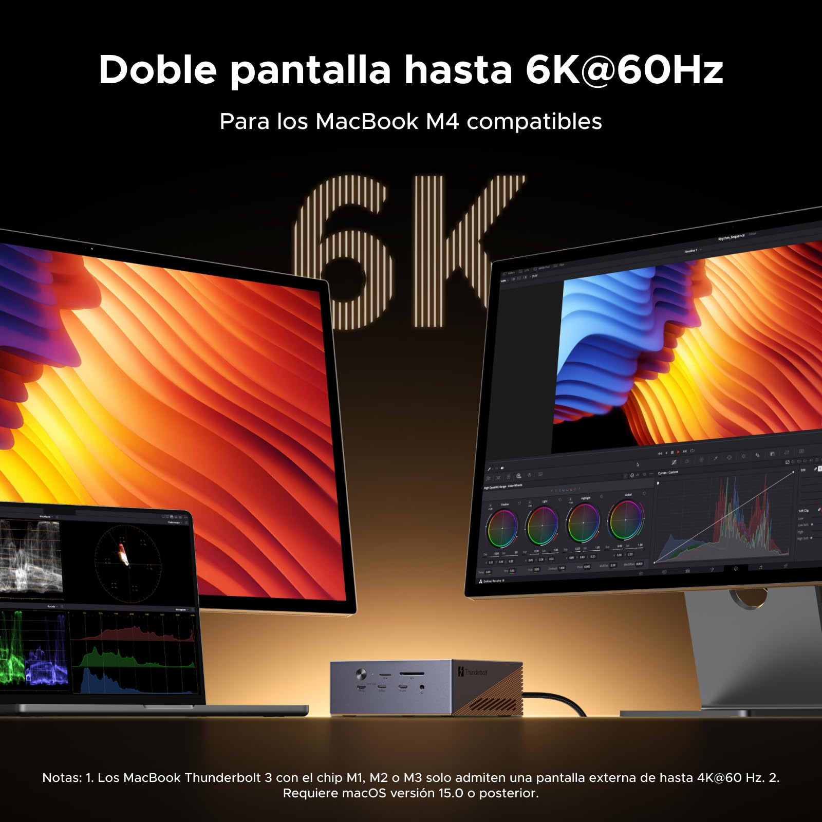 UGREEN Maxidok Thunderbolt 5 Docking Station USB C Triple Pantalla | 17 en 1, 2 TBT5, 1 DP, 120Gbps, 3A3C, Ethernet 2.5GbE, SD/TF 4.0, Carcasa M.2 SSD, Carga PD 140W, DC 240W, 3 Audio 3.5mm