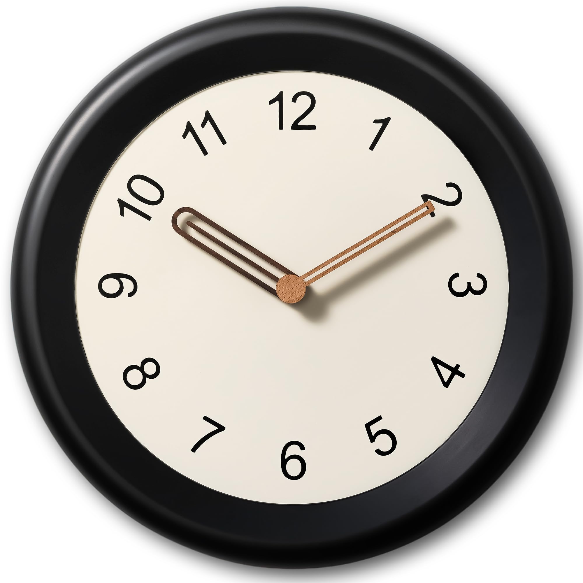 Mosewa 10" Wall Clock Silent Non-Ticking Battery Operated Wood Minimalist