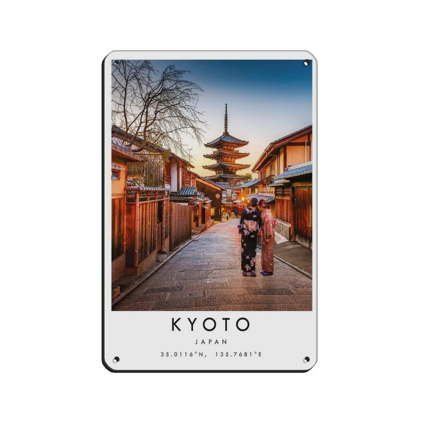 Kyoto Travel, Japan Poster Tin Sign Vintage Metal Pub Club Cafe Bar Home Wall Art Decoration Poster Retro 8x12inch(20x30cm)