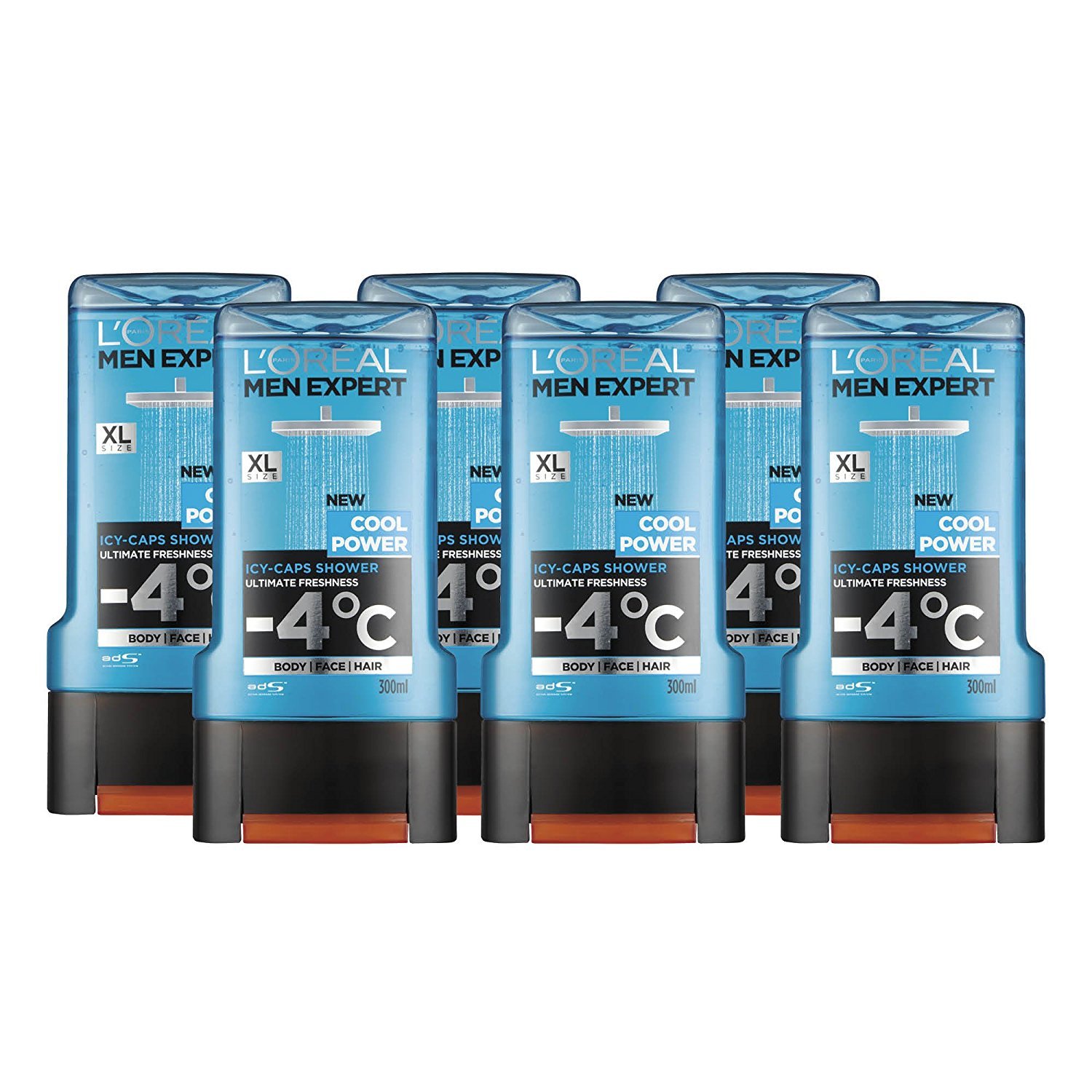 Paris Men Expert Cool Power Shower Gel for Men, 300ml Pack of 6, Bulk Buy