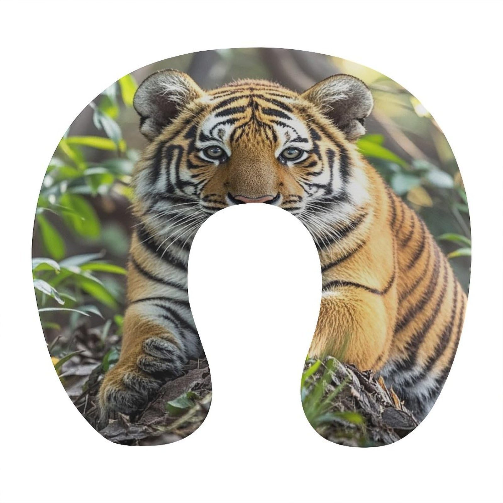 FekiLoot Big Tiger Travel Pillow U Shaped Neck Pillow Comfortable Memory Foam Pillow Portable Soft Headrest Lightweight Neck and Head Support for Planes Trains Self-Driving Cars