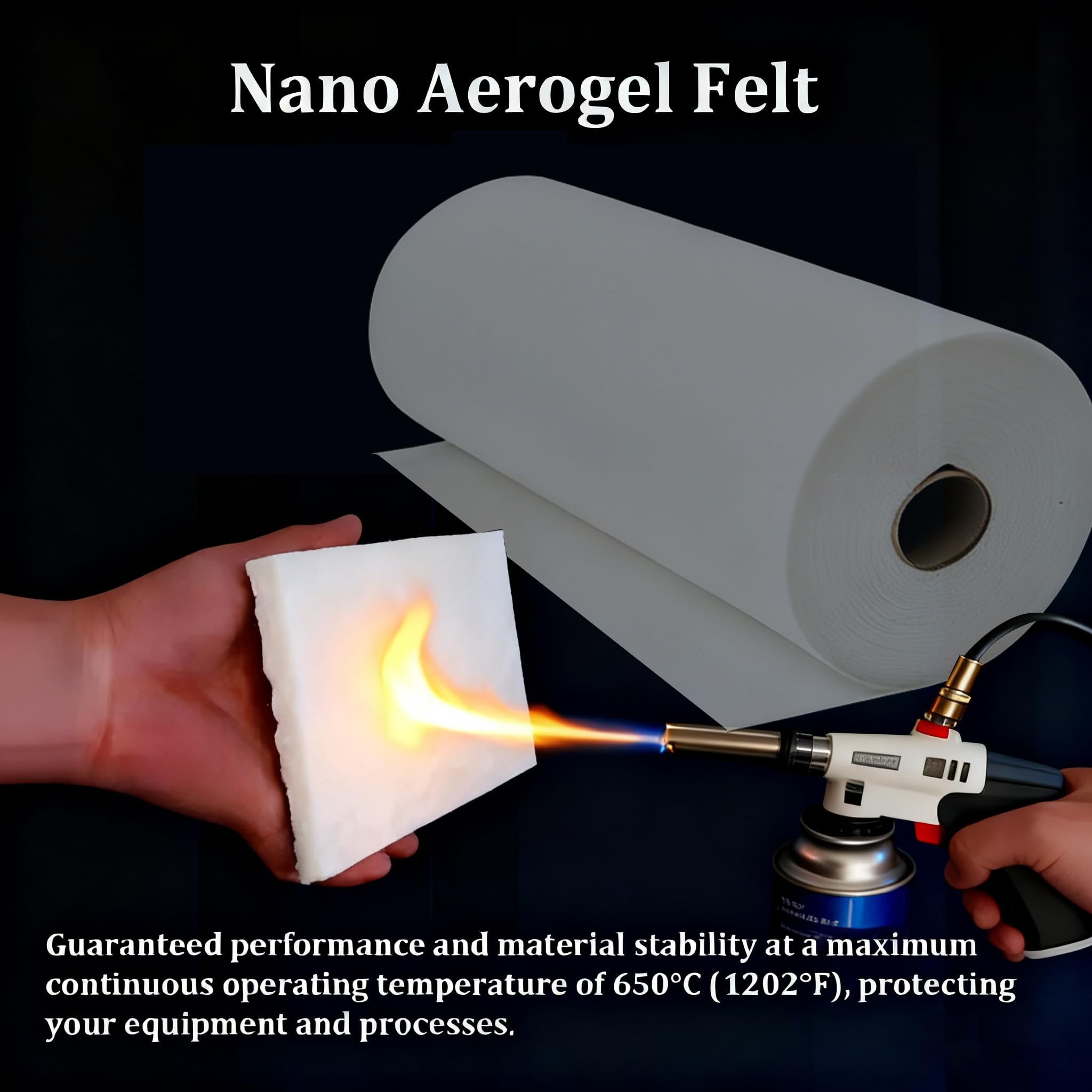 Aerogel-Isolierung Piecel, 1200F feuerfeste Isolierdecke, selbstklebend Baumwolldecke, feuchtigkeits- und geräuschbeständig(1.5x5m(59x196.4in),Thickness: 10mm)