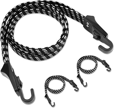 Oumers 3Pcs Elastic Bike Strap, Adjustable Bicycle Bungee Cords with Hooks Wear-Resistant and Tensile Resistant Bike Luggage Straps Strong and Sturdy Bicycle Luggage Rope
