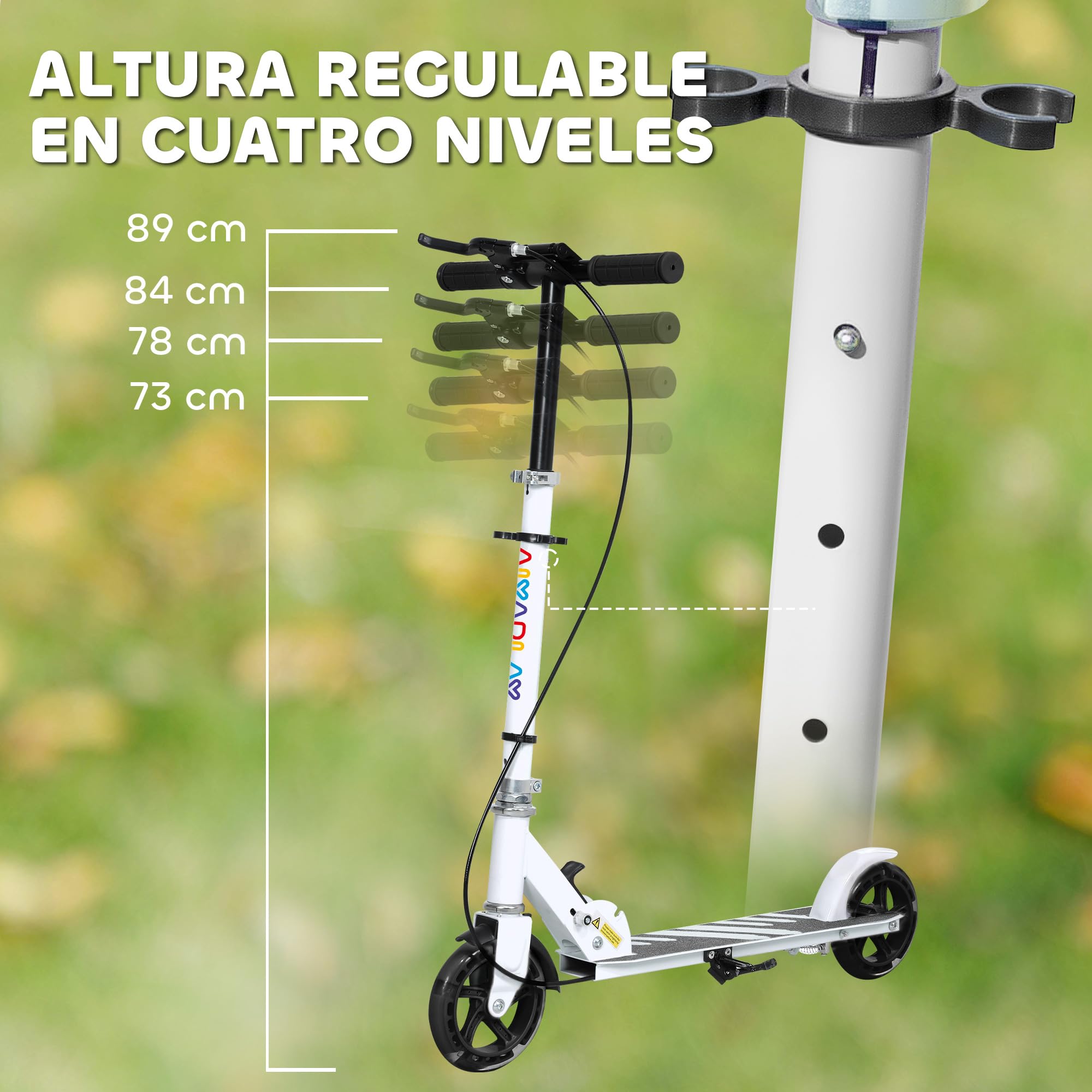 AIYAPLAY Patinete Plegable para Niños de 3-8 Años, Patinete Infantil de 2 Ruedas con Luces, Manillar de 4 Altura Ajustable, Freno Posterior y de Mano