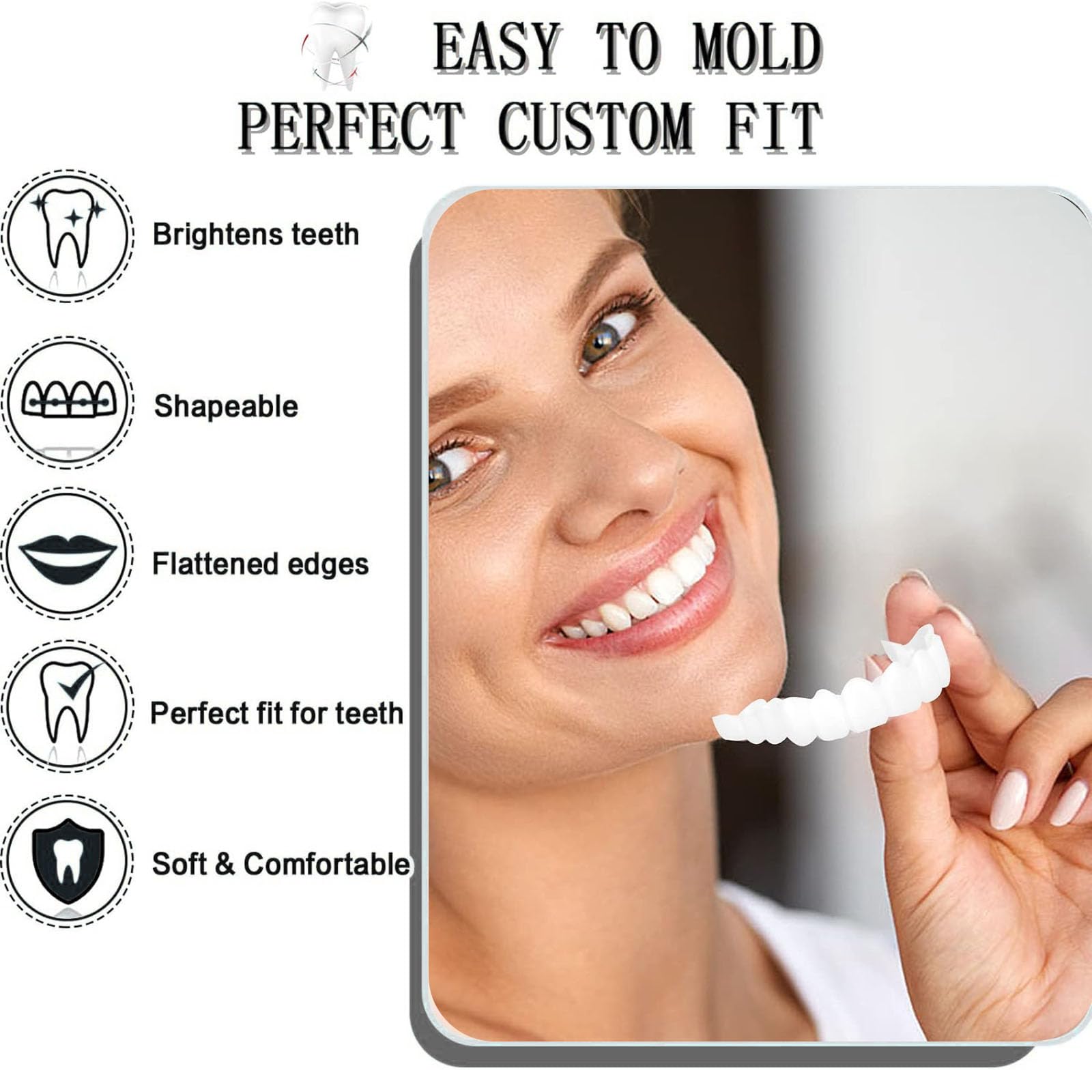 Lot De 2 Paires De Fausses Dents Temporaires En Silicone - Blanc - Neuf