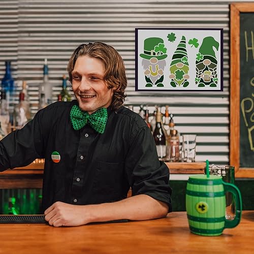 Miniatura 5 de FINGERINSPIRE Plantilla de gnomo de San Patricio de 11.7 x 8.3 pulgadas, de plástico, 3 patrones, gnomos, plantillas de dibujo, trébol de la suerte,