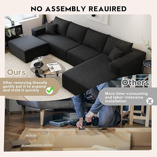 Miniatura 84 de Sofá seccional modular Cloud de 107.5 pulgadas con diván en forma de L, sofá modular moderno con asiento profundo, sofás tapizados para sala de