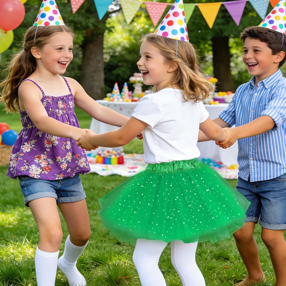 Tutu Elástico Tul 30 cm 3 Capas Falda Ballet para Niña Fiesta Baile Lentejuelas