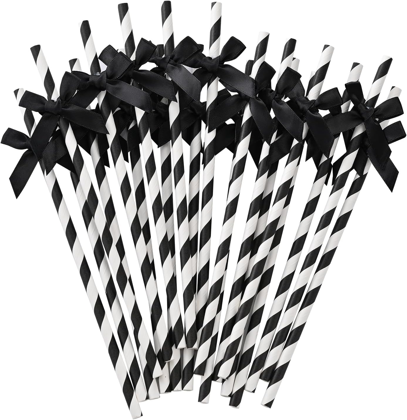 20pcs Pink Bow Straw, 7.7inch Cake Pops Treat Sticks Biodegradable Cute Paper Straw, Wedding, Picnic, Birthday, Party Supplies for Juice Coffee Tea Cocktail Smoothie Milkshake