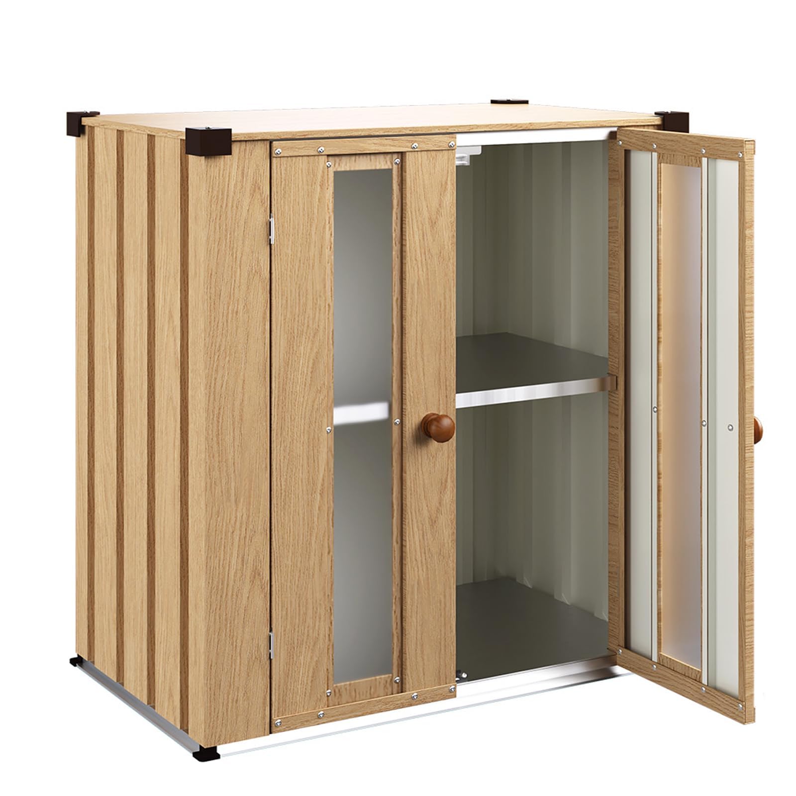 YODOLLA Outdoor Metal GardenVertical Storage Cabinet, 40 x 77 x 100CM