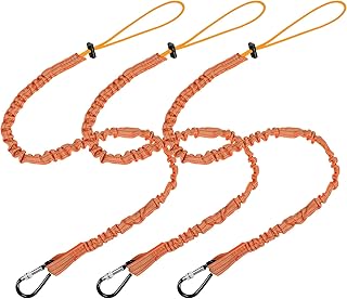 LEIFIDE 3 Pcs Tool Lanyard with Aluminum Screw Lock Buckle Retractable Bungee Cord 17.6lb 8kg Tough Adjustable Tether Tool Harness Fall Protection Tether for Construction(Orange)