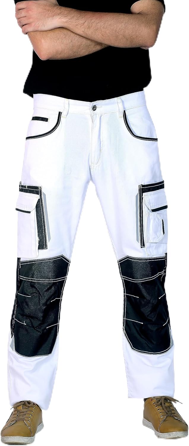 Mens Utility Work Heavy Duty Construction Workwear Pants Carpenter Knee Reinforcement Trousers Cordura Safety Pants