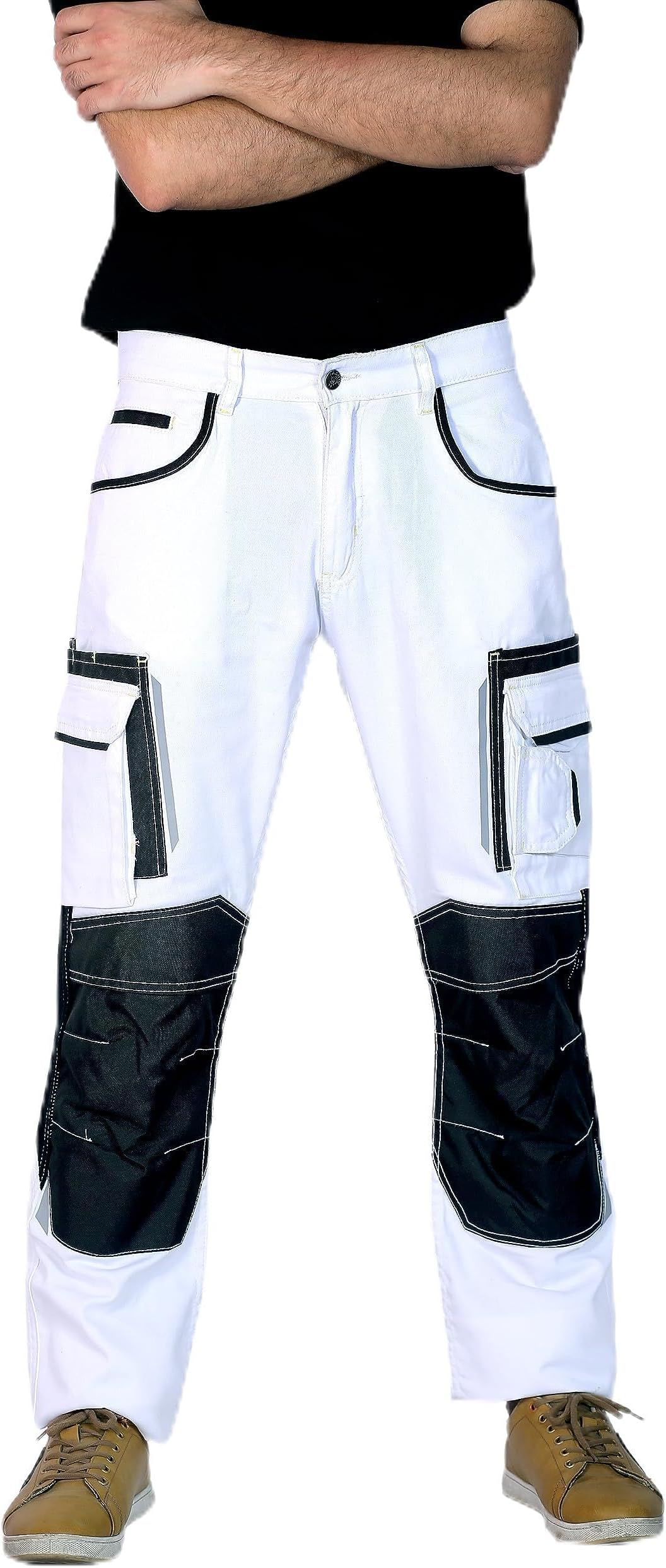 Mens Utility Work Heavy Duty Construction Workwear Pants Carpenter Knee Reinforcement Trousers Cordura Safety Pants