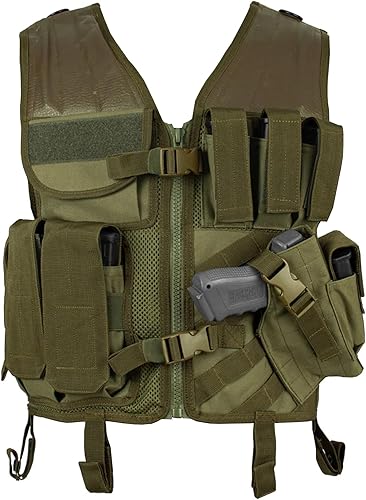 Miniatura 5 de FOX OUTDOOR PRODUCTS Unisex Assault Cross Draw Vest - Breathable Mesh Base Adjustable One Size Multiple Pouches Tactical Gear Coyote