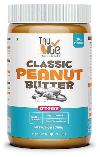 Trubite Classic Peanut Butter (Creamy) (750g) | 26g Protein | Cholesterol Free | Indian Recipe | Delightful Taste (750G)
