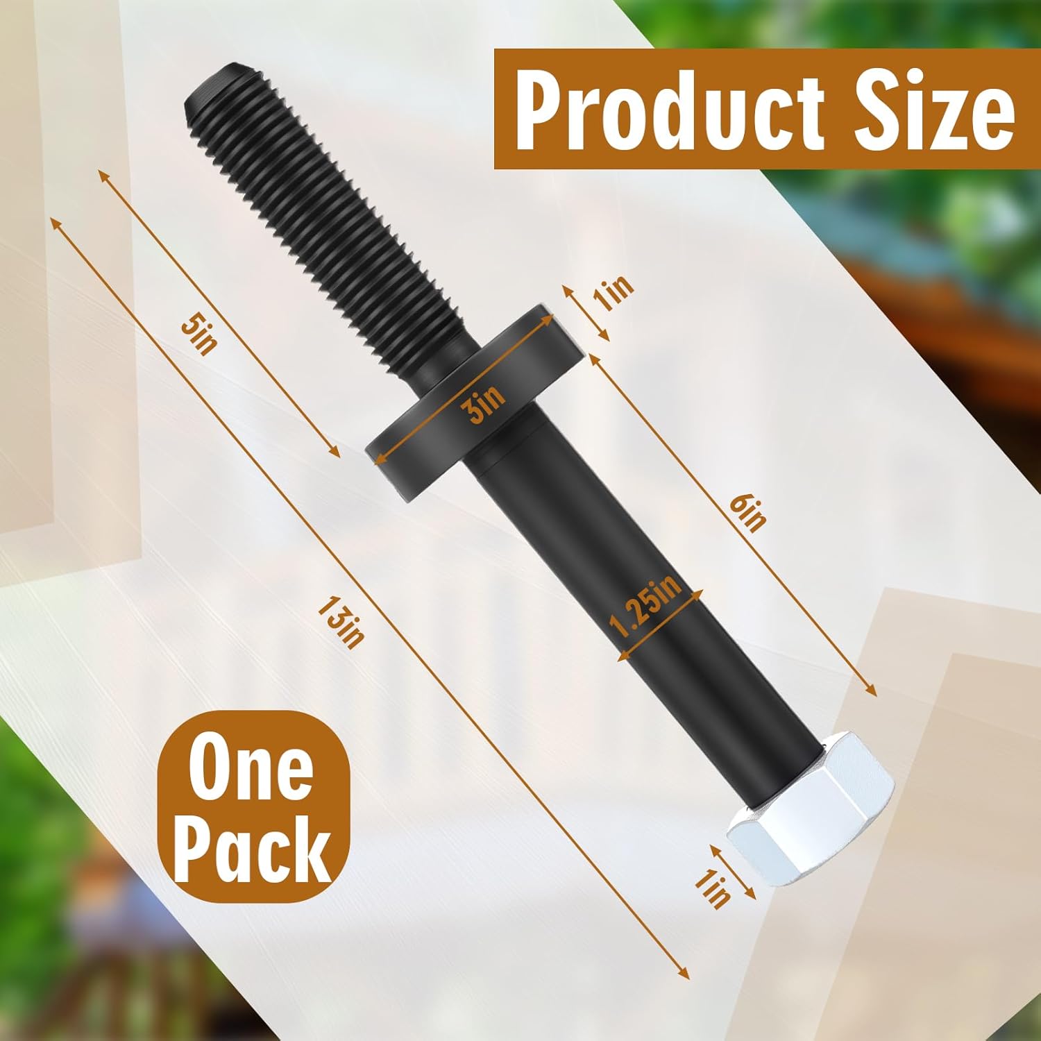 Shimeyao Treehouse Perch Hardware Treehouse Perch Tree Fort Bracket, 1.25" x 6" Black 4140 Steel Attachment Bolt 3" x 1" Collar Galvanized Hexagonal Nut