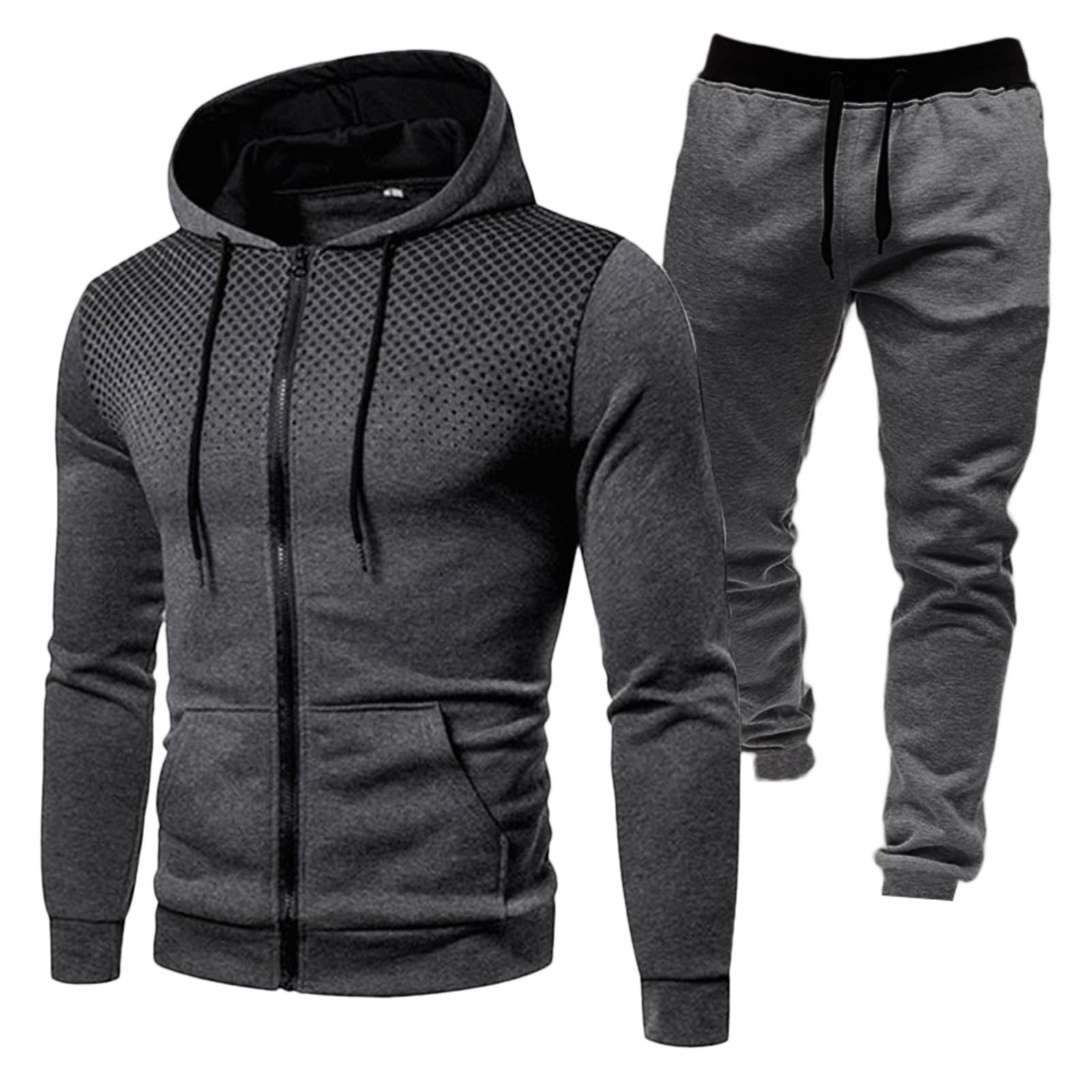 Tenue Sport Homme DéContracté Hooded Survetement Sport Ensemble Doux Chic VêTement Complet Full Zip Sweat à Capuche et Pantalon et Fall Jogging Homme Ensemble Training Homme Complet Pas Cher
