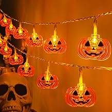 Halloween Lights Pumkin Lights 10FT 20LED with Timer 8 Modes Battery Operated Indoor Outdoor for Halloween Decorations, Pumpkin Decor
