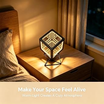 4D Infinity Mirror Cube Lamp with Adjustable Brightness